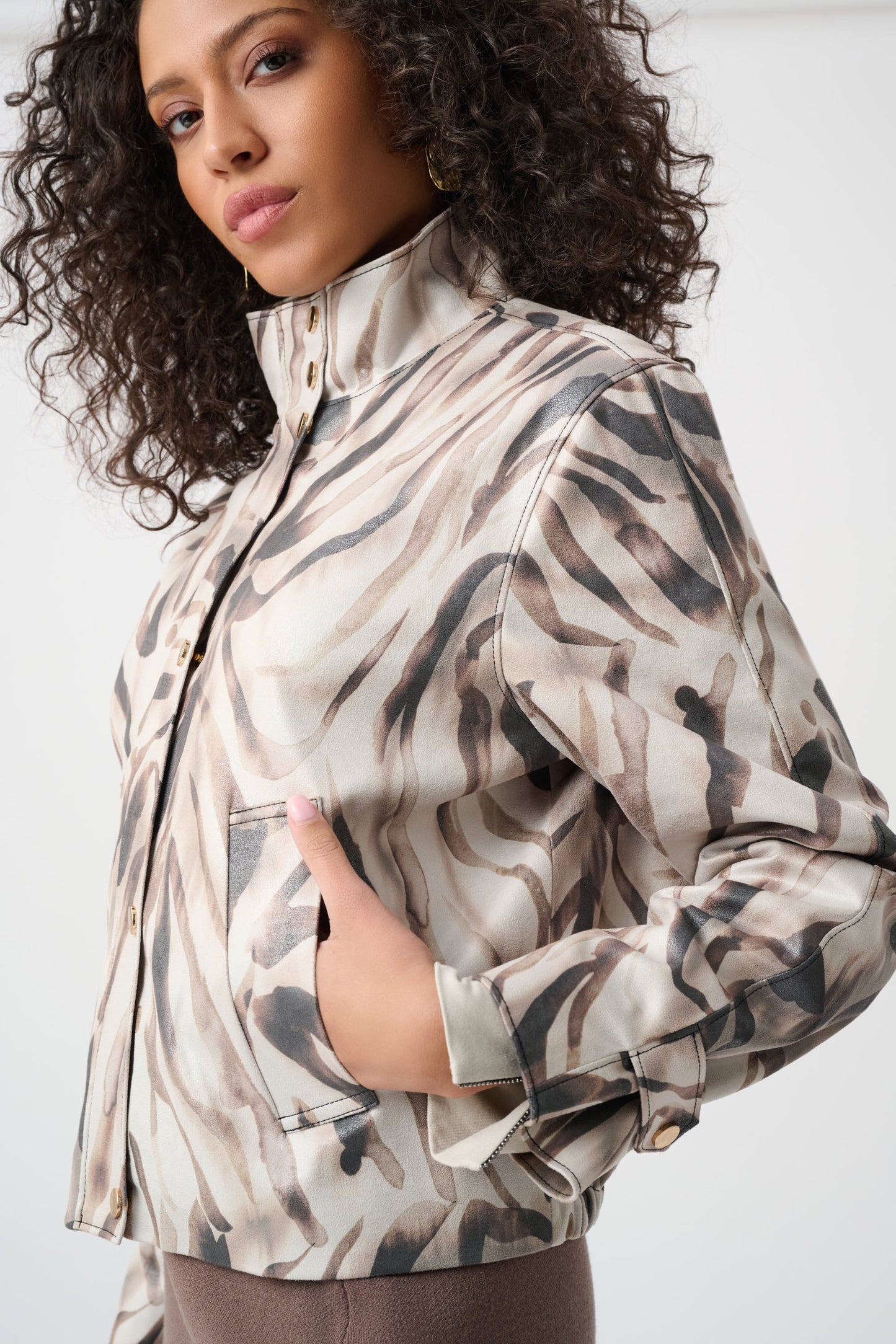 Joseph Ribkoff Foiled Faux Suede Animal Print Jacket #263944