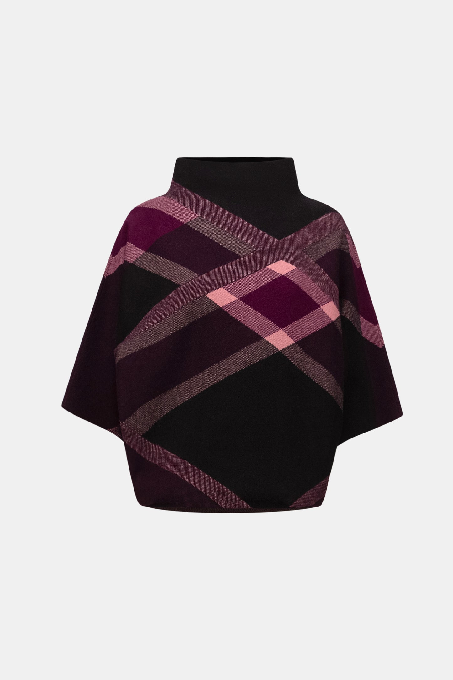 Joseph Ribkoff #263947-178 Brushed Viscose And Nylon Plaid Funnel-Neck Sweater