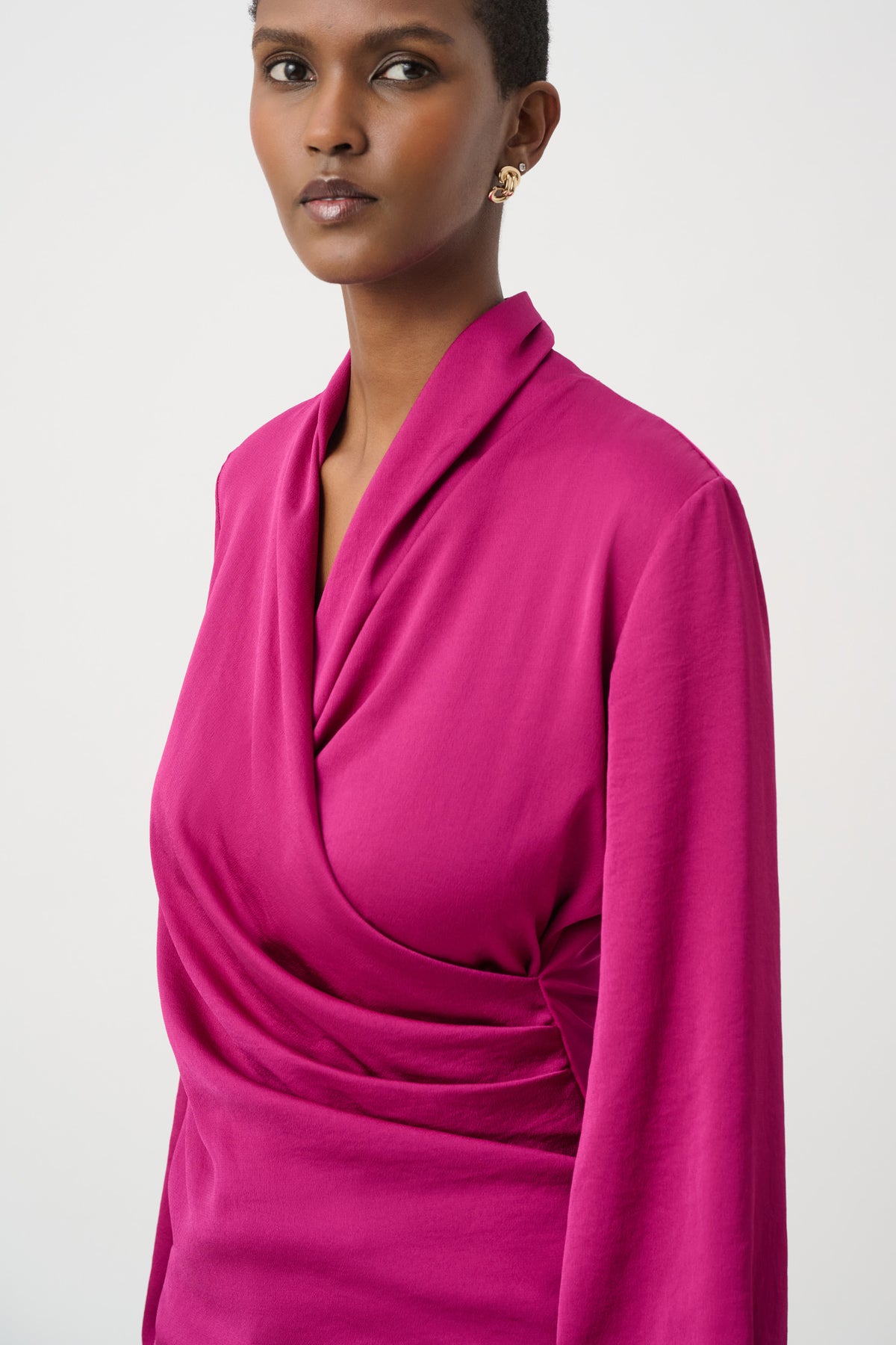 Joseph Ribkoff #264026-4587 Recycled Satin Faux-Wrap Top