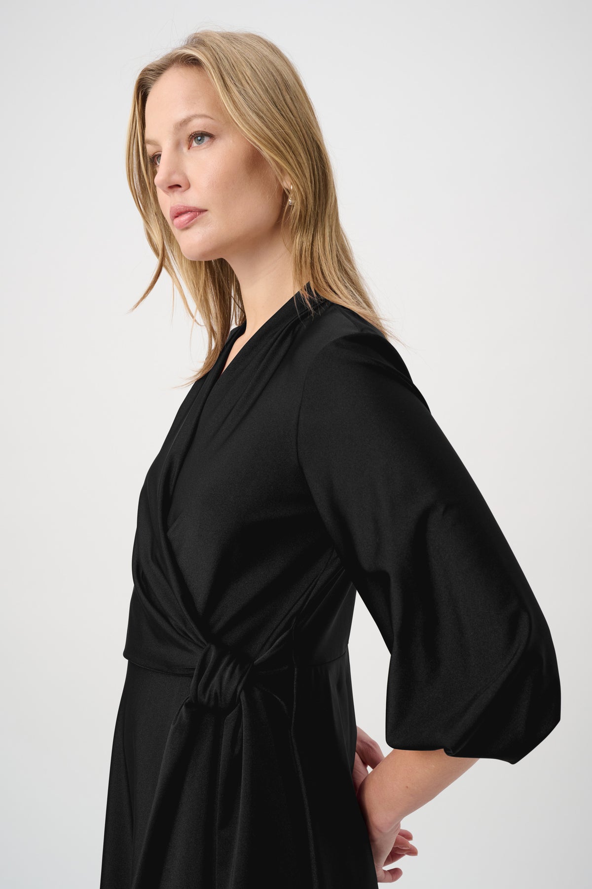 Joseph Ribkoff #264070-11 Knit Satin Flowy Wrap Dress