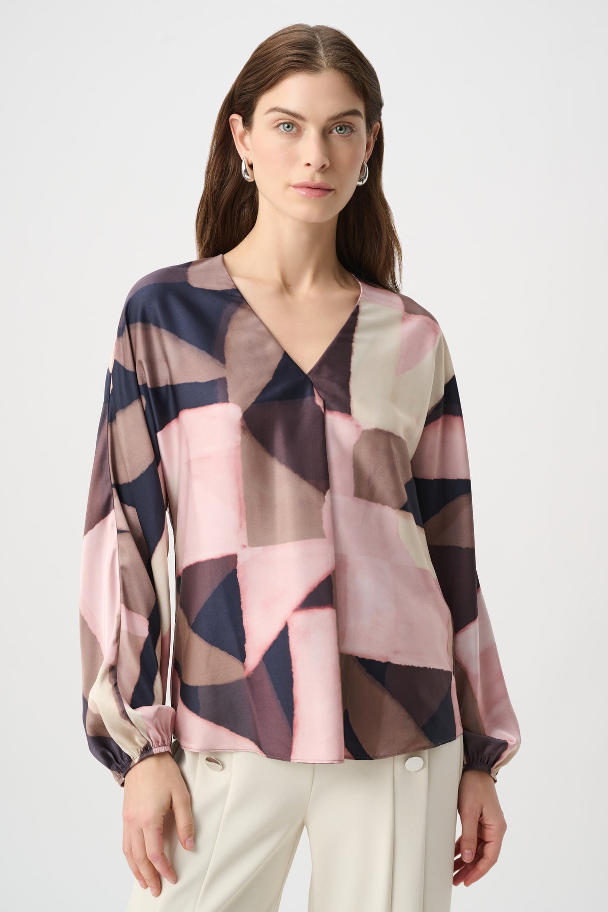 Joseph Ribkof #264917-178 Geometric Print Recycled Satin Top