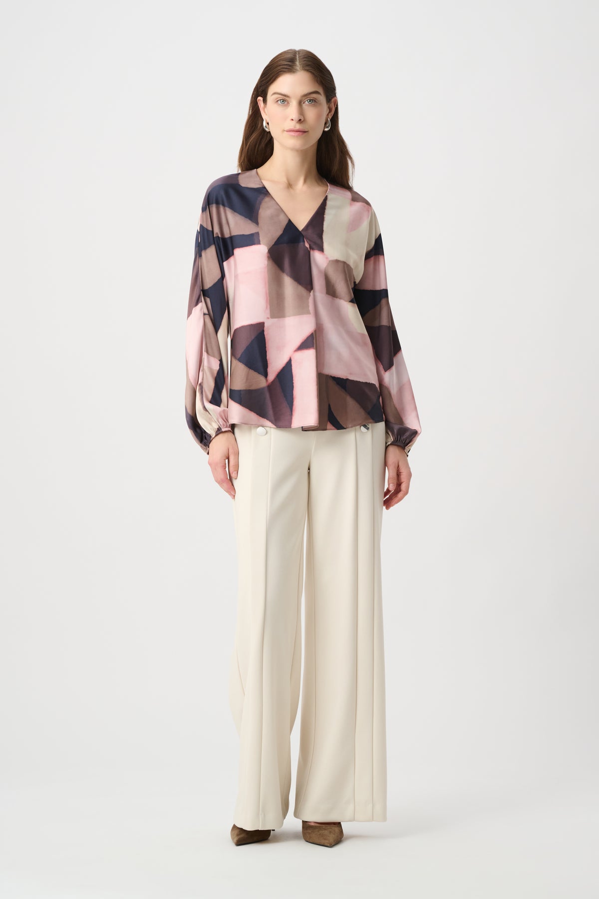 Joseph Ribkof #264917-178 Geometric Print Recycled Satin Top