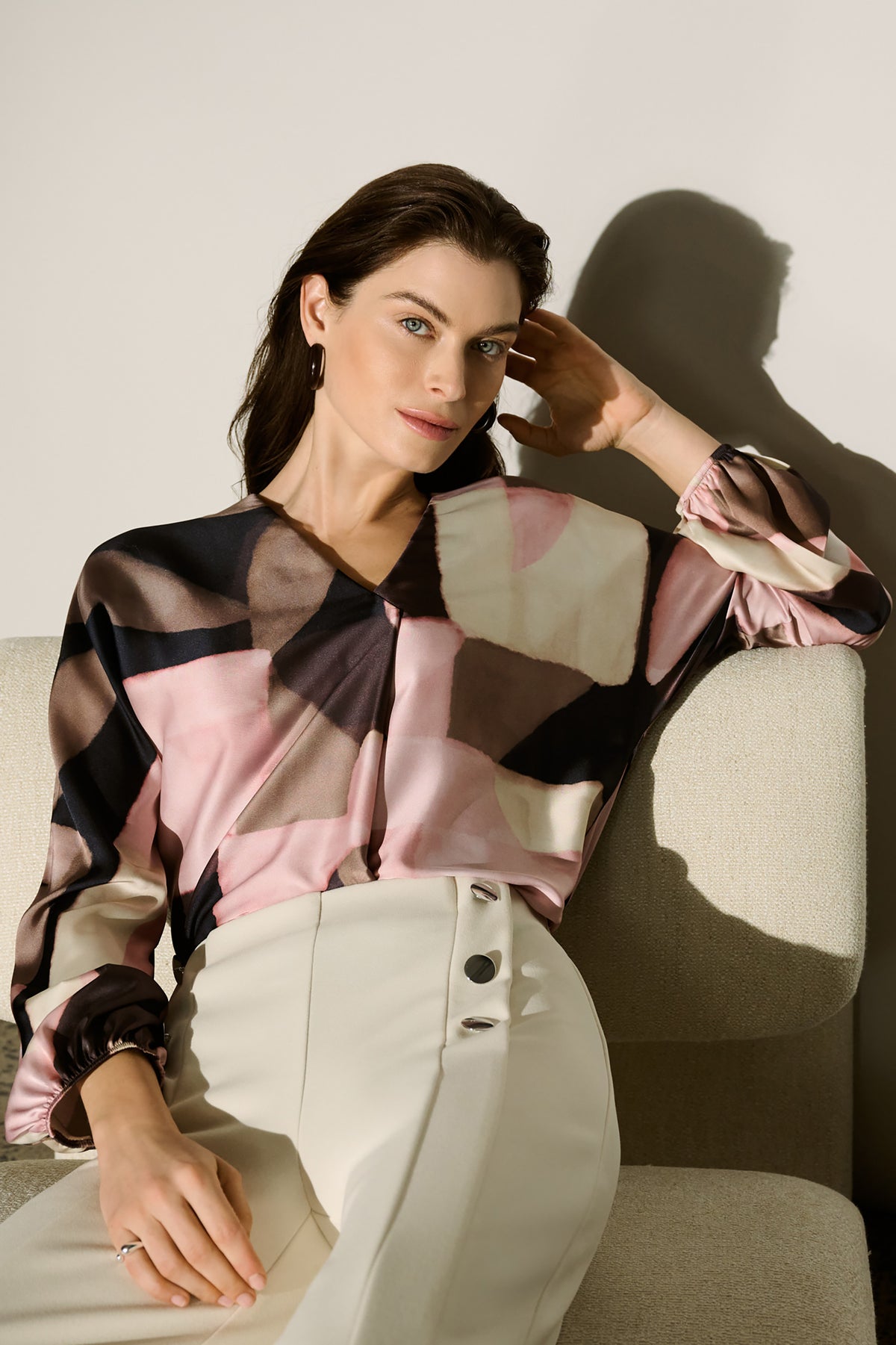 Joseph Ribkof #264917-178 Geometric Print Recycled Satin Top