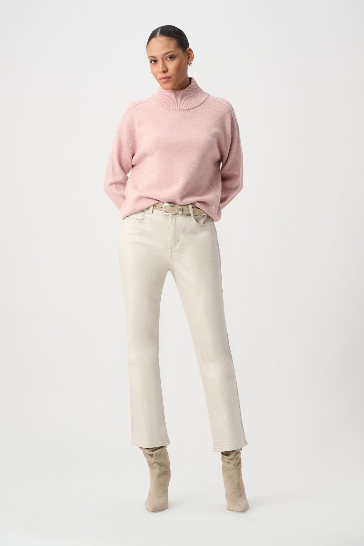 Joseph Ribkoff #264913-3059 Classic Straight Leg Metallic Jeans