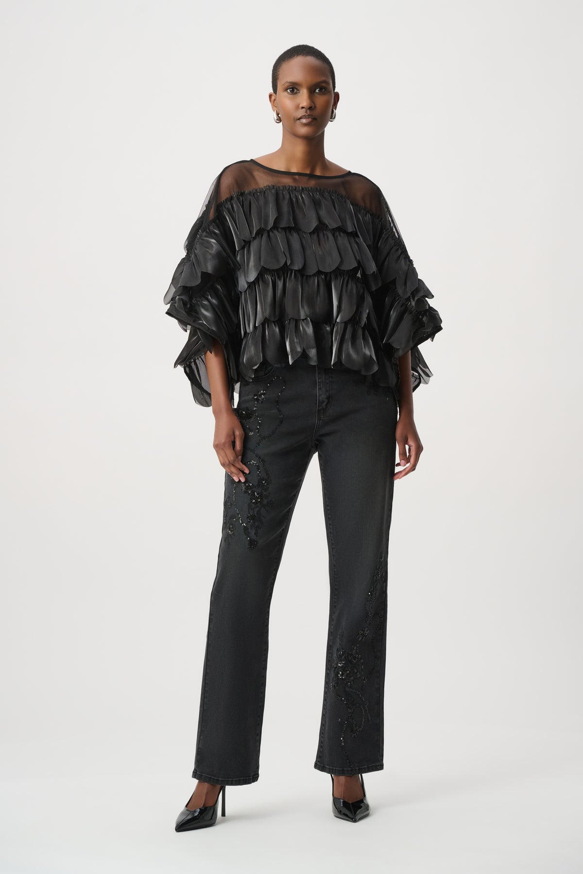 Joseph Ribkoff #264941-11 Crystal Organza Novelty Top