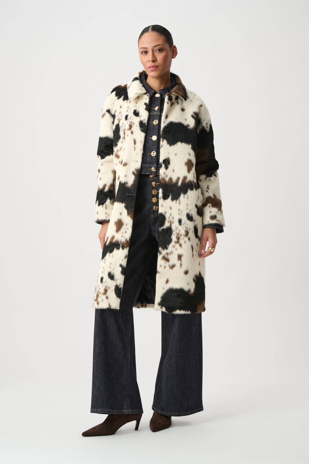 Joseph Ribkoff #264944-4593 Faux Fur Cow Print Coat