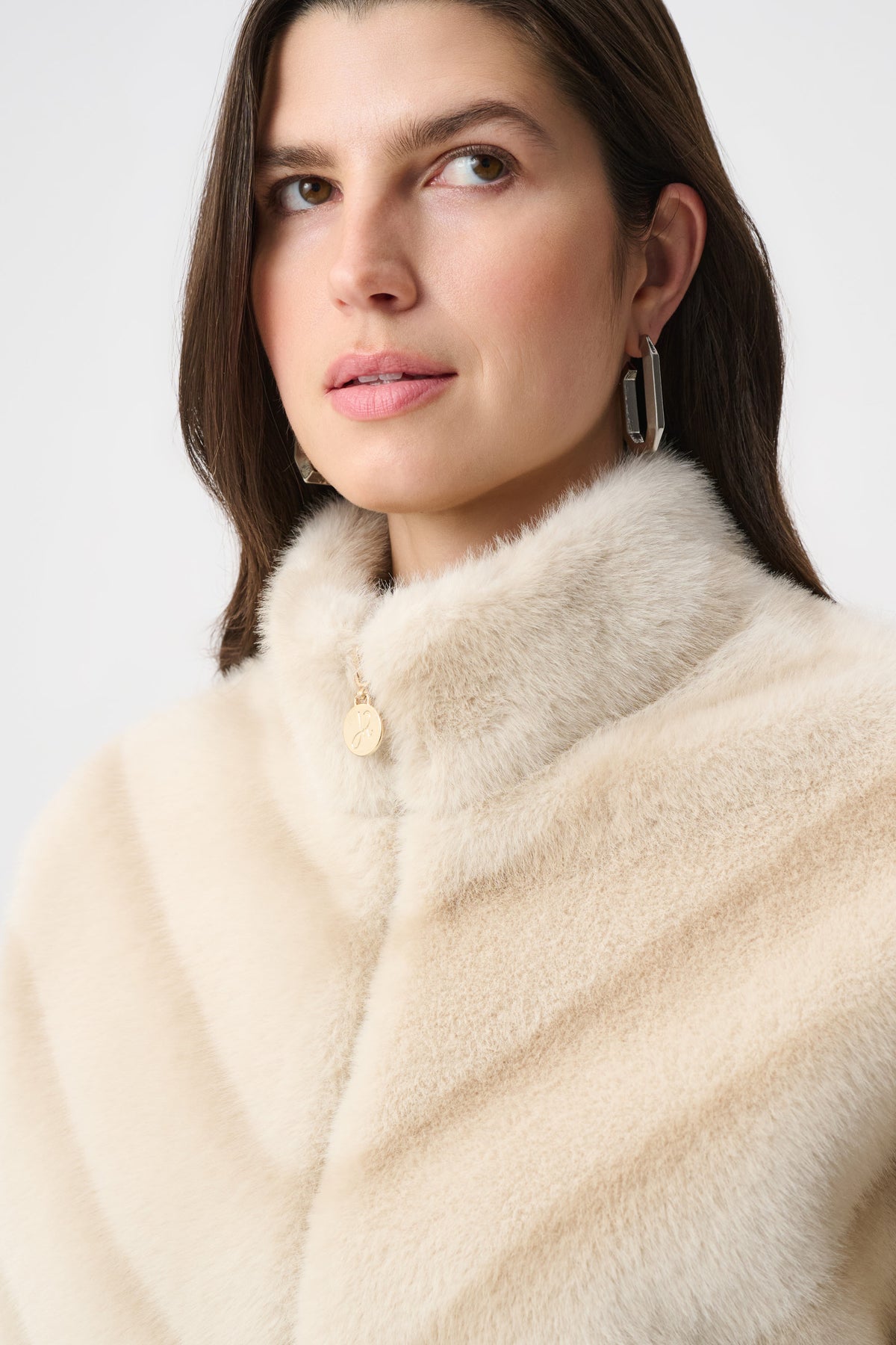 Joseph Ribkoff #264946-4597 Chevron Print Faux Fur Jacket