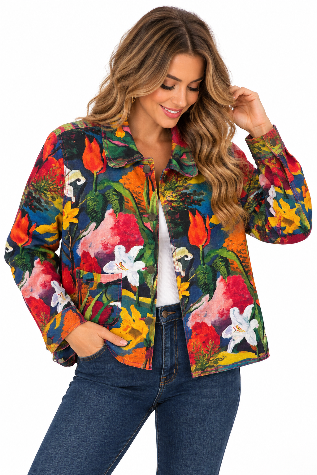 APNY #B142D Printed Denim Jacket