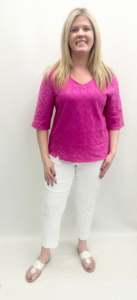 16315 Berry Cascade Cotton Elbow Sleeve Tee