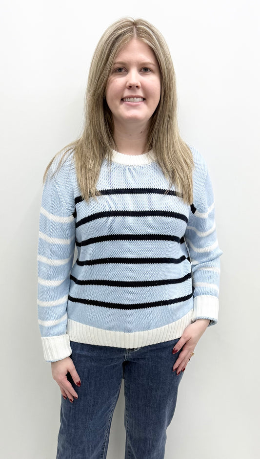 Karen Kane #4L89394 Blue Haze Stripe Sweater