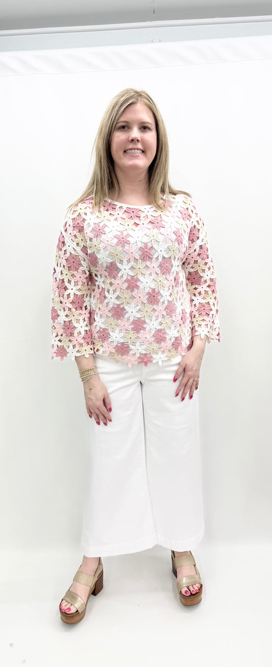 Charlie B. #C4706-777C Crochet Flower Blouse
