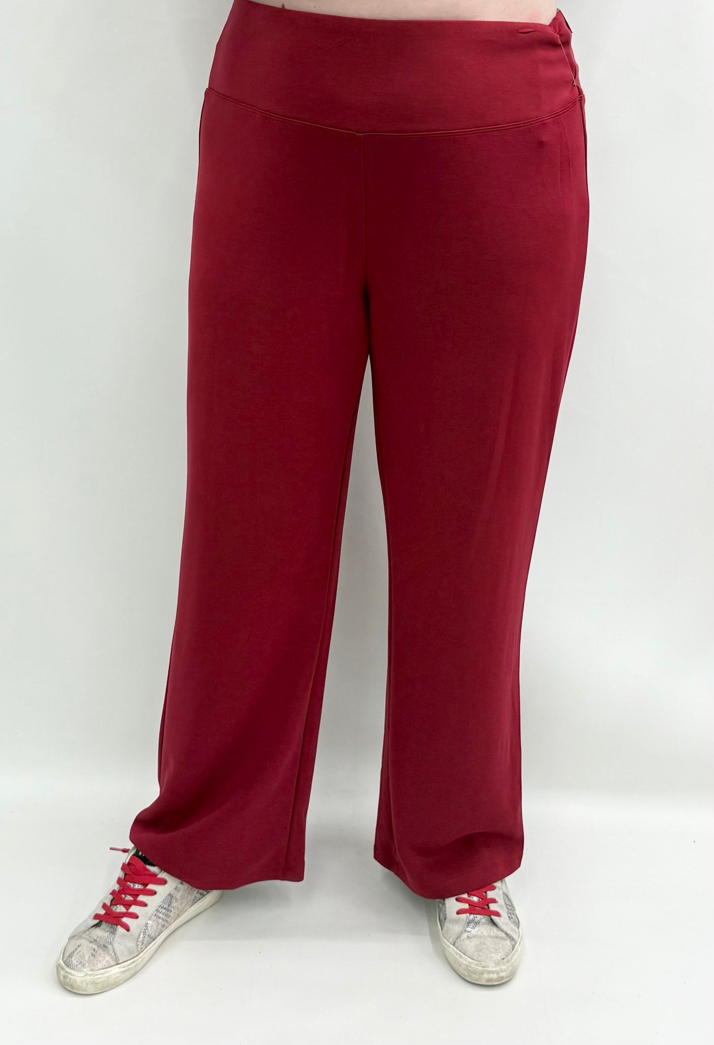 Slim Sation by Multiples #M35713PM Crimson Ankle Pant