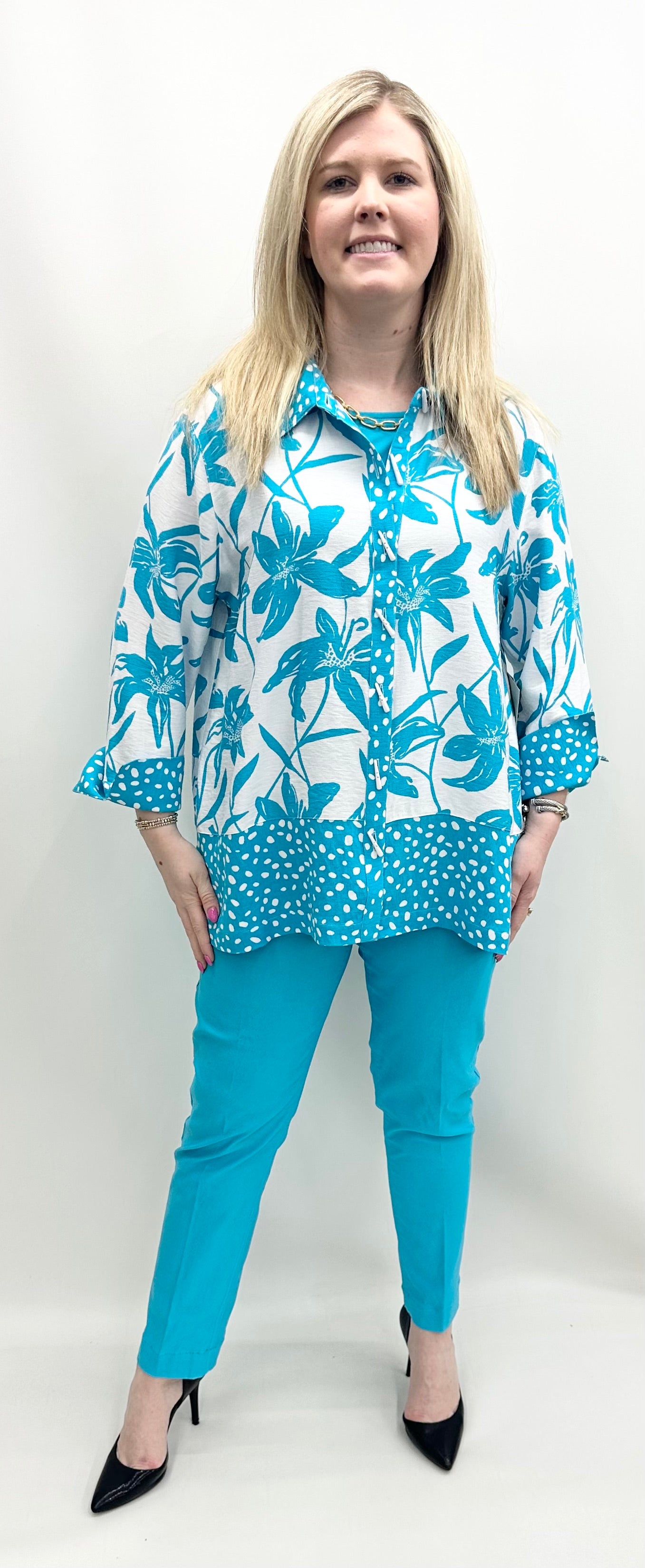 Multiples #M25212BM Crinkle Woven Shirt