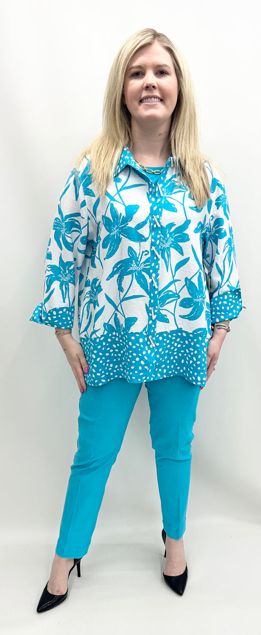 Multiples #M25212BM Crinkle Woven Shirt