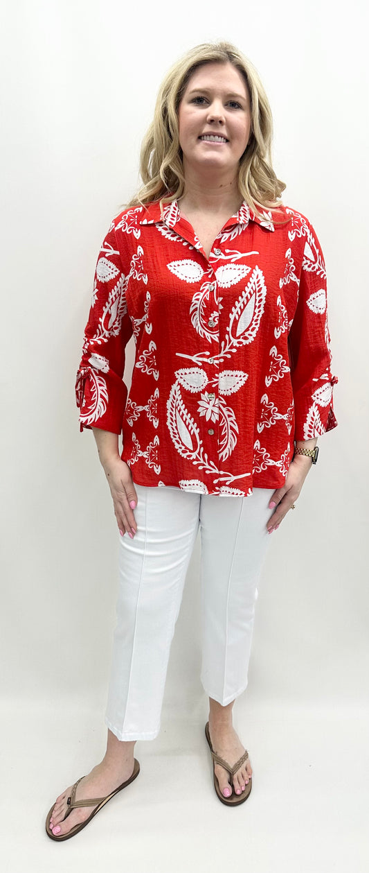 Tru-Luxe #T25228BM Red Blouse