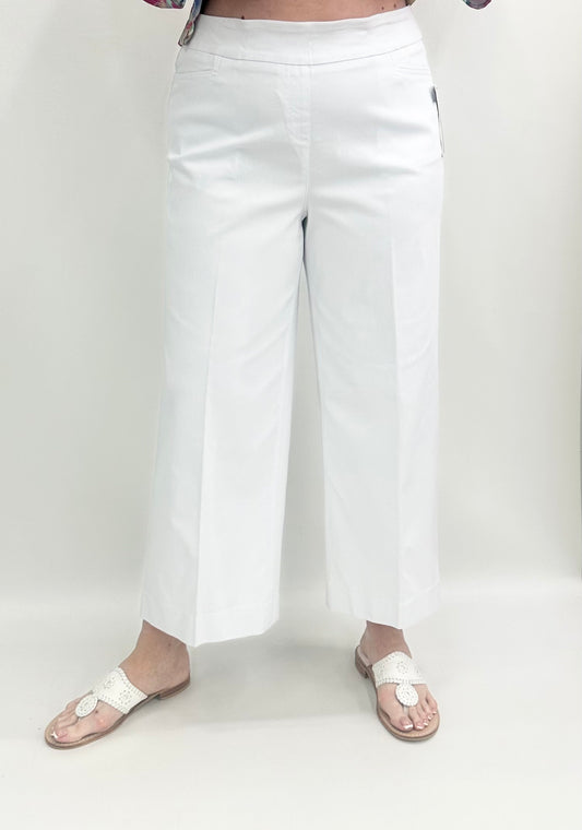 Thin Her by A'la Carte #N15103PM White Wide Leg Crop Jean