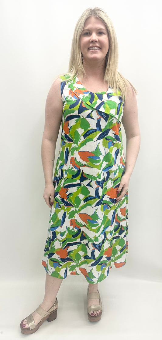 Pure Essence #587-5118 Blue/Cilantro Dress