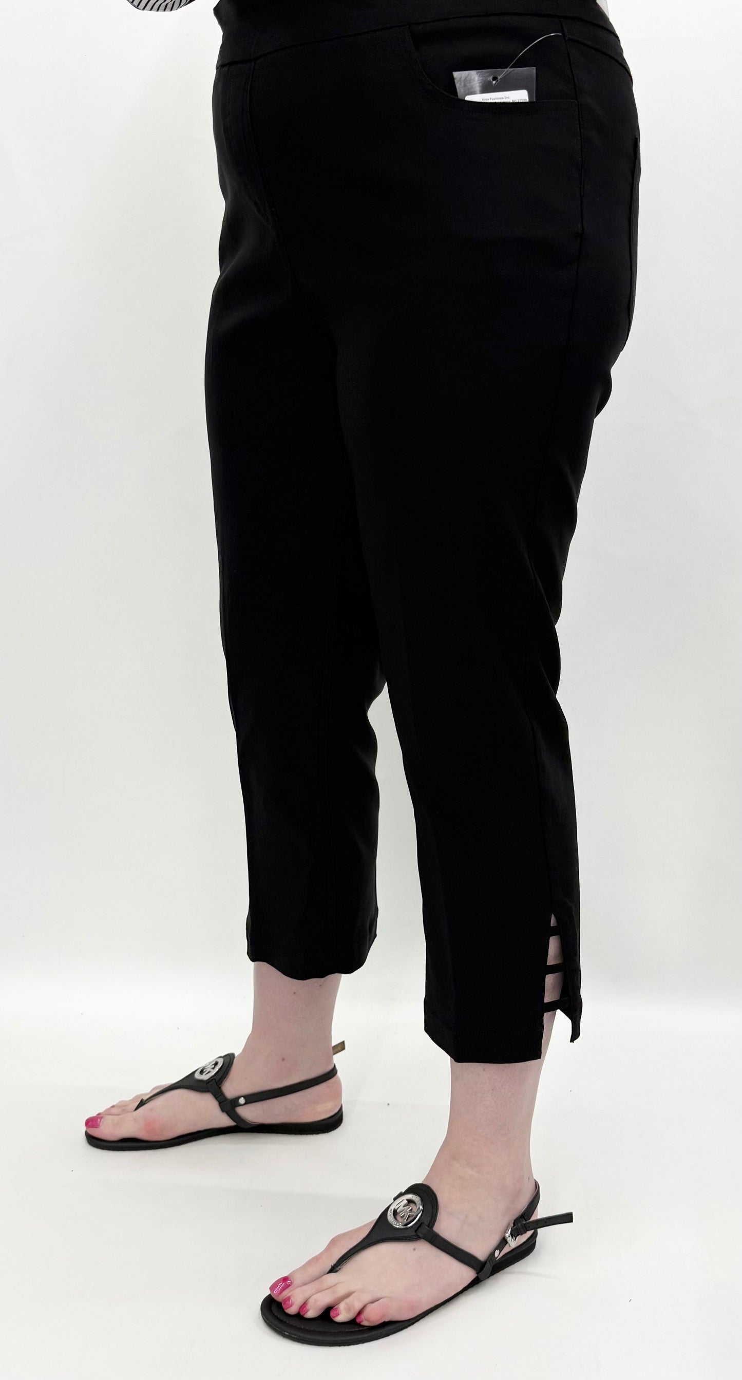 Slim Sation by Multiples #M24710PM Black Crop Pants