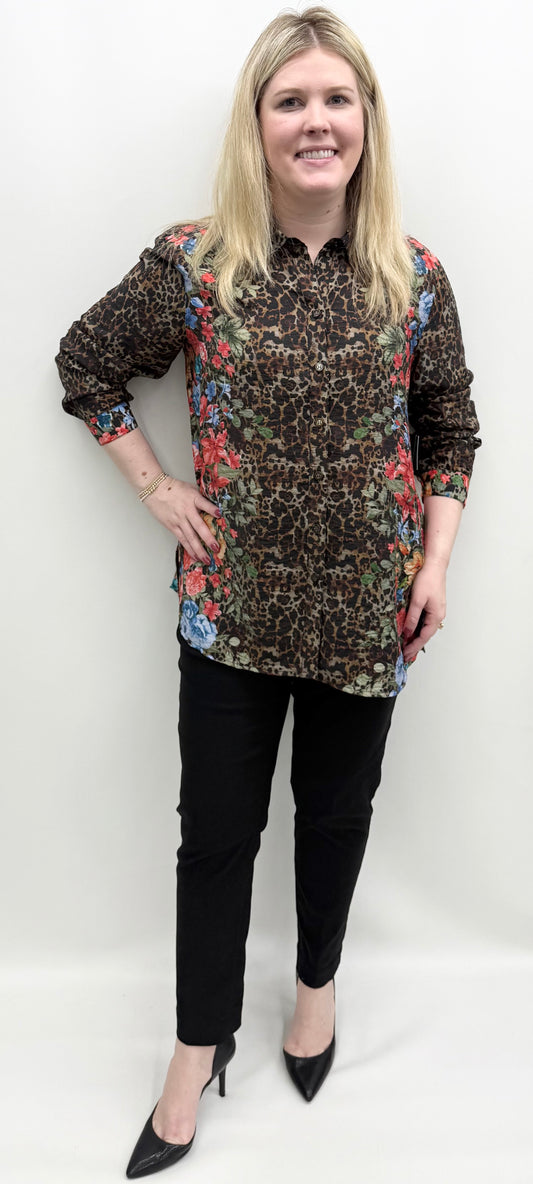 John Mark #J35444BM Skin Multi Blouse
