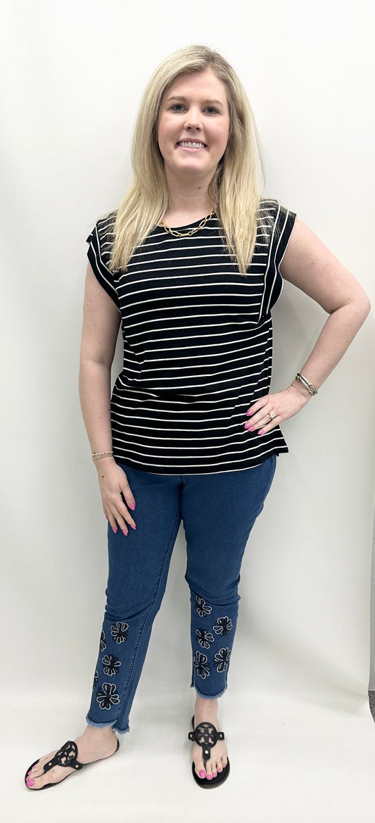 Multiples #M25204TM Black Jersey Knit Top