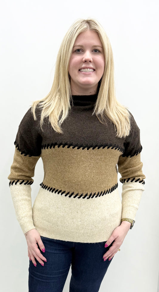 Karen Kane #3L89983 Contrast Stitch Sweater