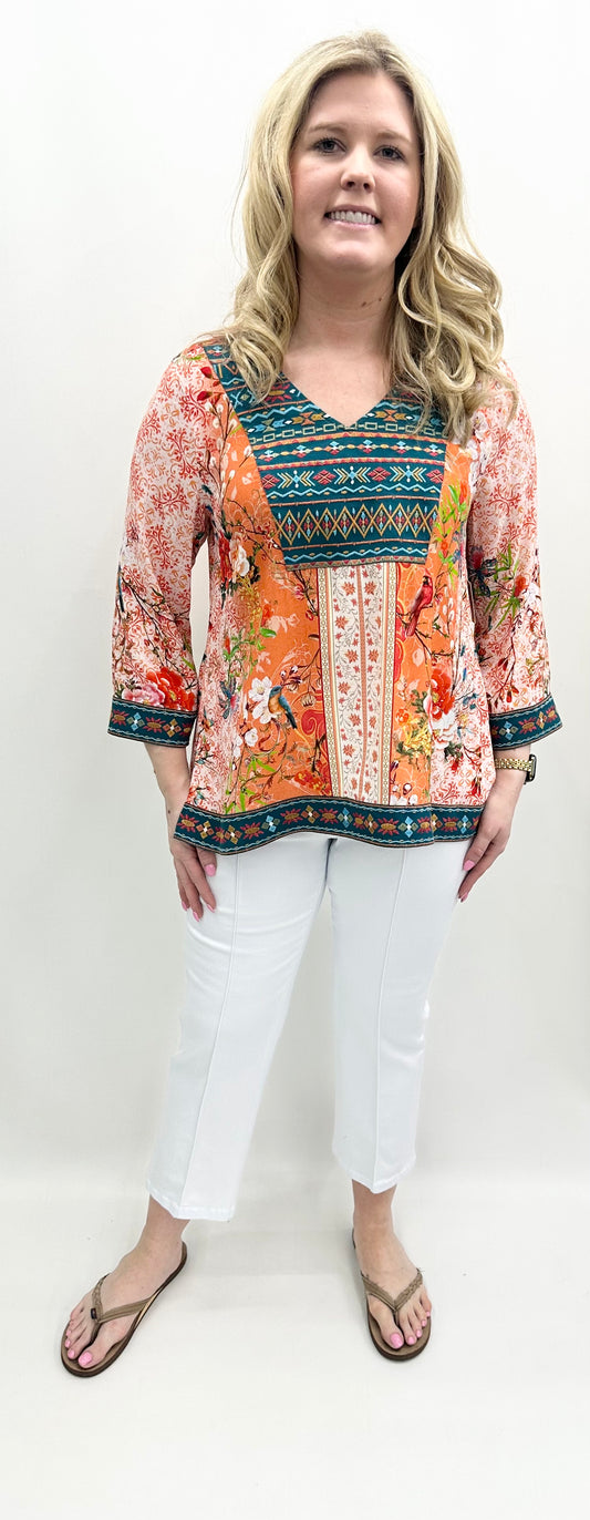 John Mark #J25627TM Melon Print Top