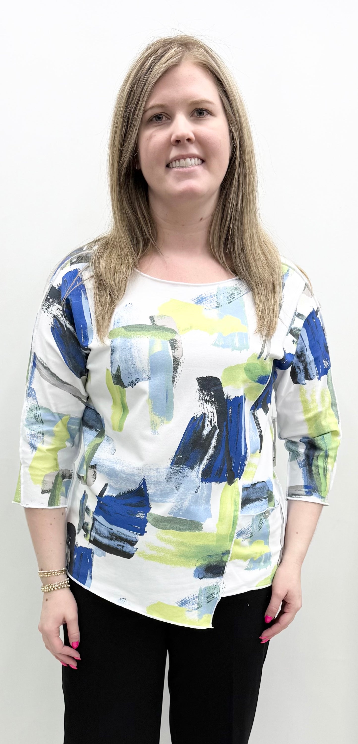 A'la Carte #L16219TM Dolman Sleeve Printed Knit Top