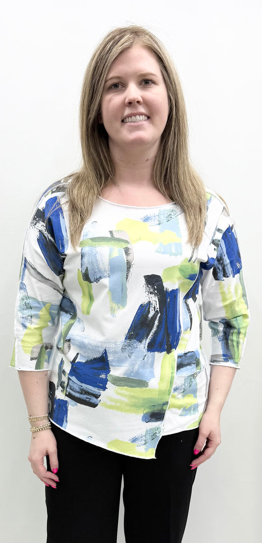 A'la Carte #L16219TM Dolman Sleeve Printed Knit Top