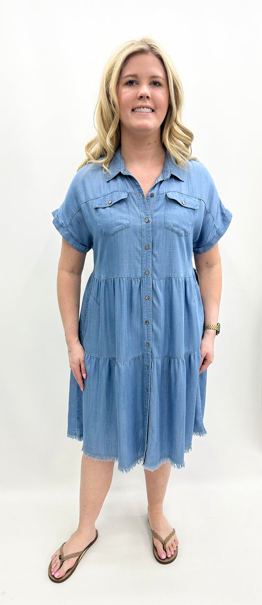 Multiples #M25113DM Light Indigo Denim Dress