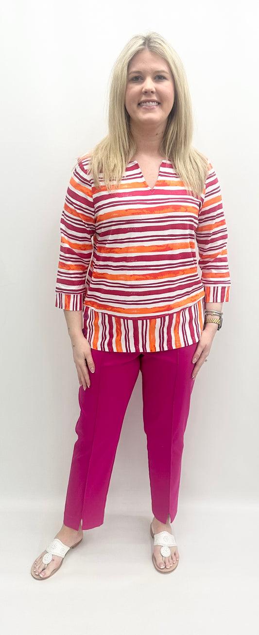 A'la Carte #L15426TM Magenta Stripe Top