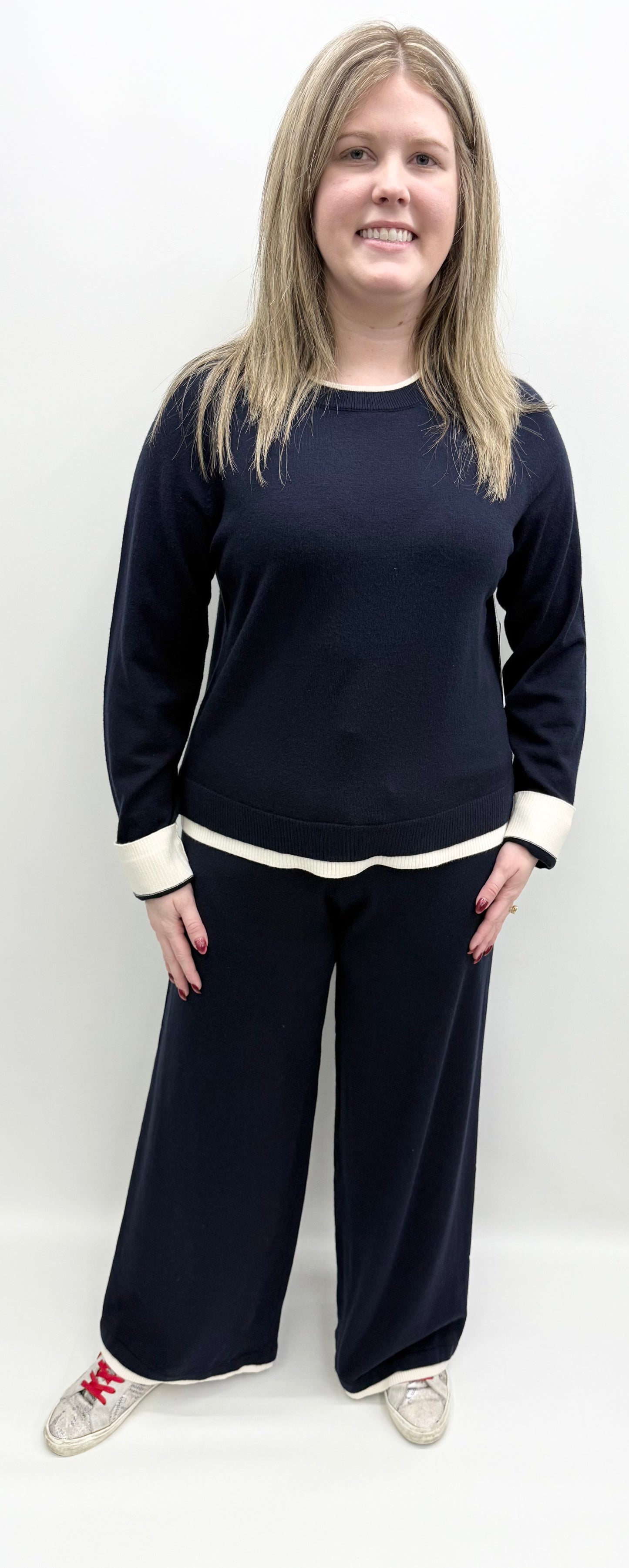 Karen Kane #4L89401 Blue Haze Crewneck Sweater