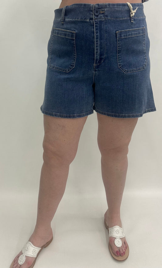 Charlie B #C8051R-431A Denim Shorts with Patch Pockets