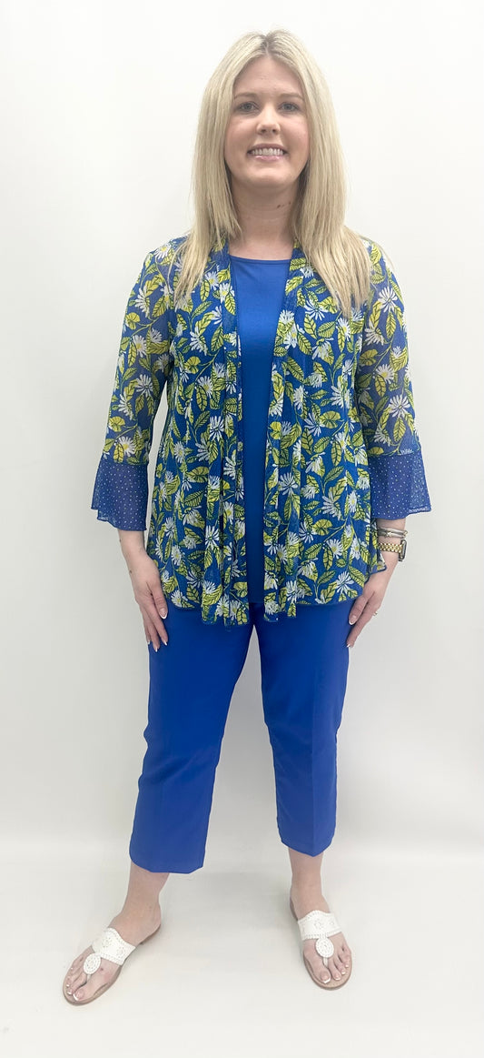 Multiples #M25106JM “Summer Breeze” Blue Print Cardigan