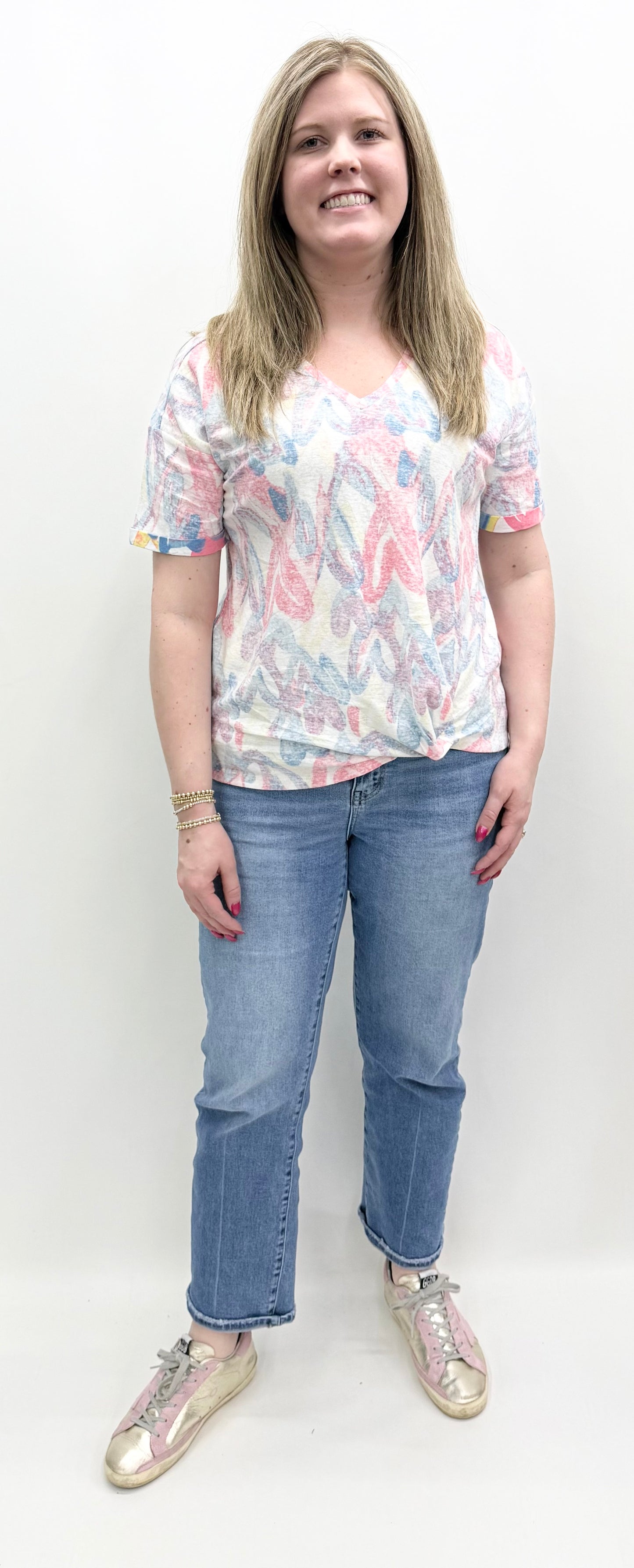 Charlie B. #C1335YPK-258 Short Sleeve V-Neck T-Shirt