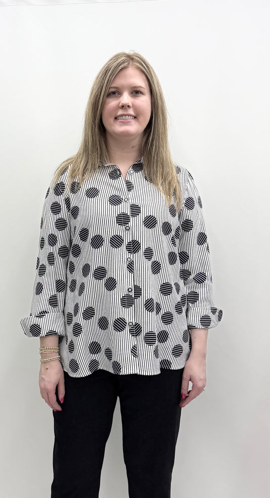 Multiples #M16112BM Black/White Polka Dot Shirt