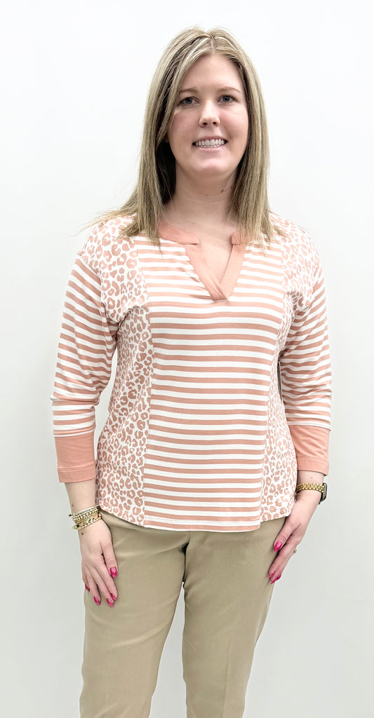 Mutiples #M16207TM Animal Print Knit Top
