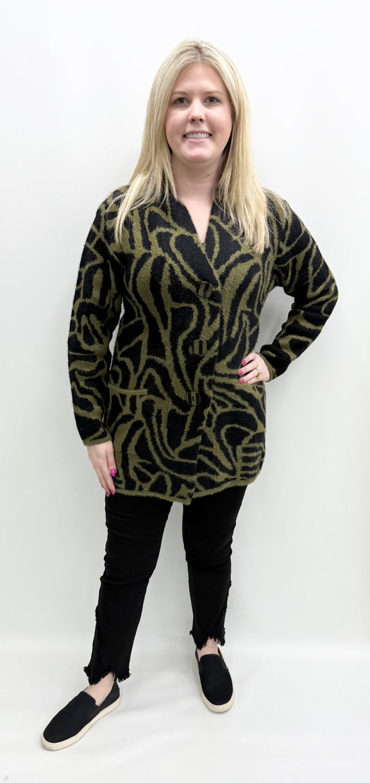 Ethyl #FF247039 Olive/Black Sweater