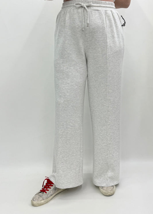 Charlie B. #C5743-479C Light Grey Soft Scuba Wide Leg Jogger Pant