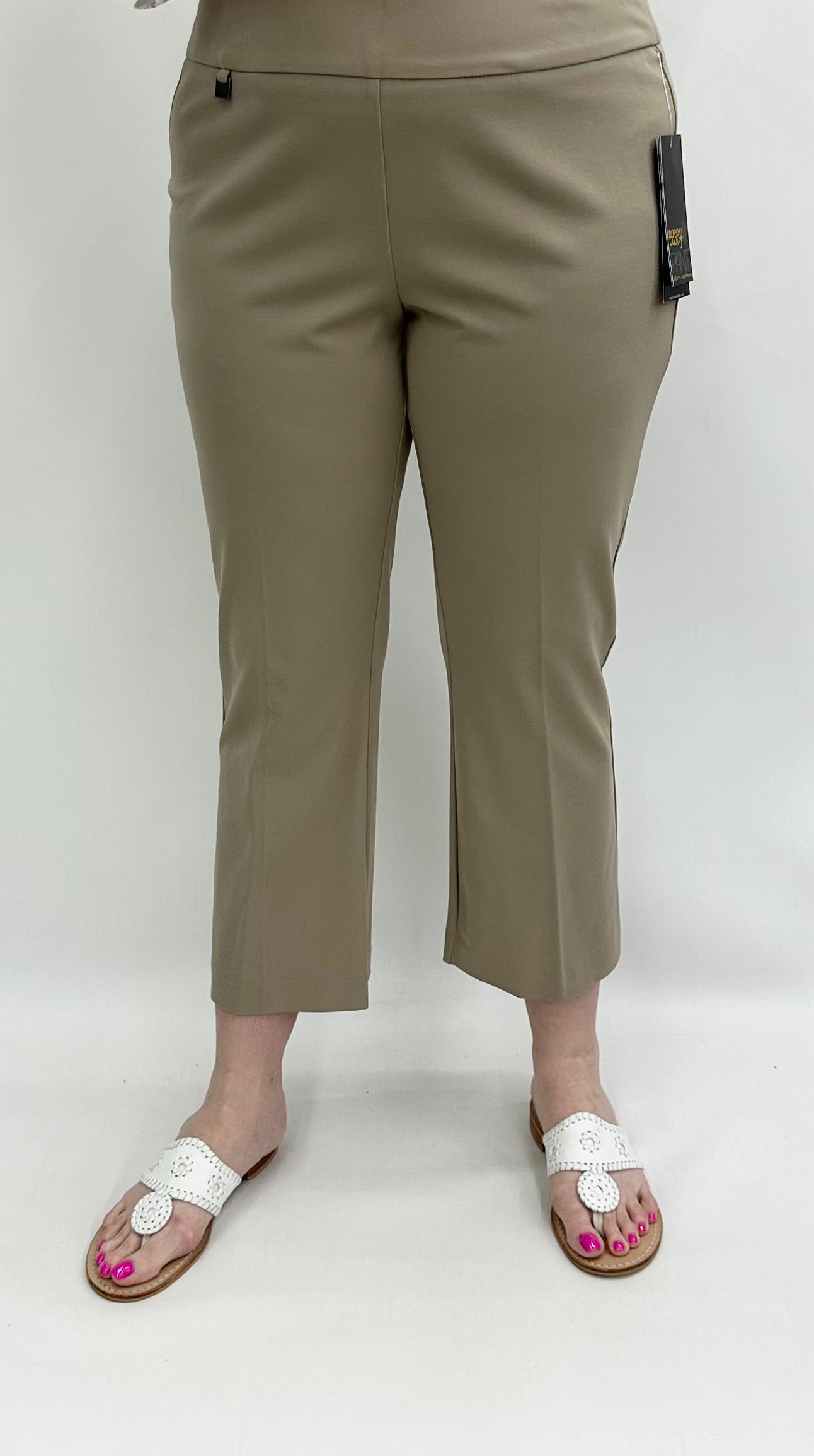 Slim Sation by Multiples #M24712PM  Stone Flare Leg Crop Pant