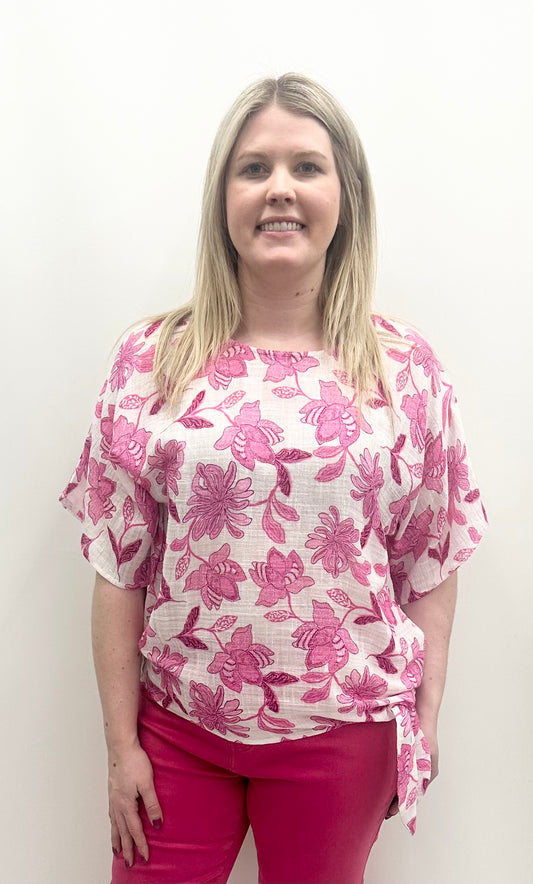 C4403A/274C Printed Dolman Sleeve with Side Tie