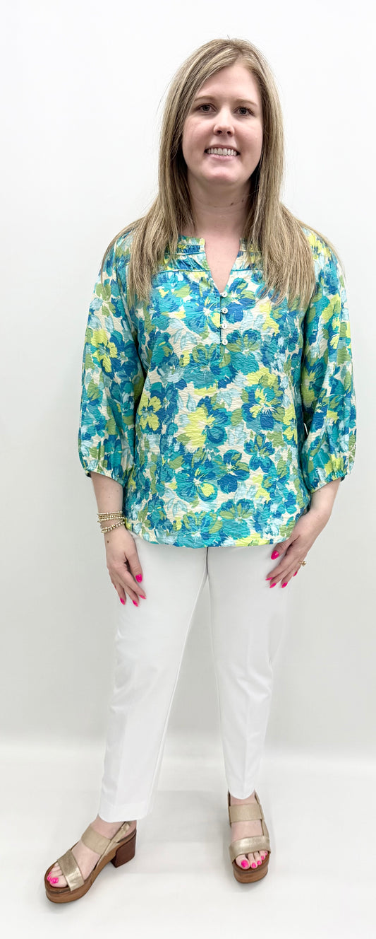 Ali Miles #A16210TM Popover, Y-Neckline, 3/4 Sleeves