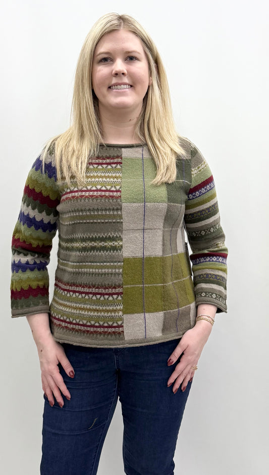 Habitat #81009 Truffle Mixed Pattern Pullover
