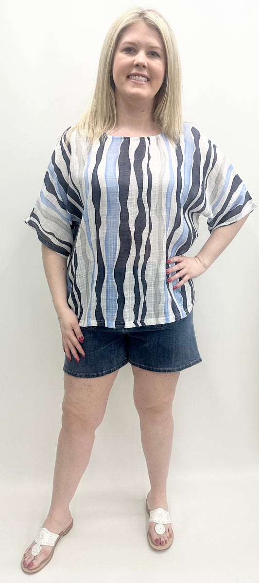 Charlie B #C4296A-274C Printed Cotten Gauze Blouse