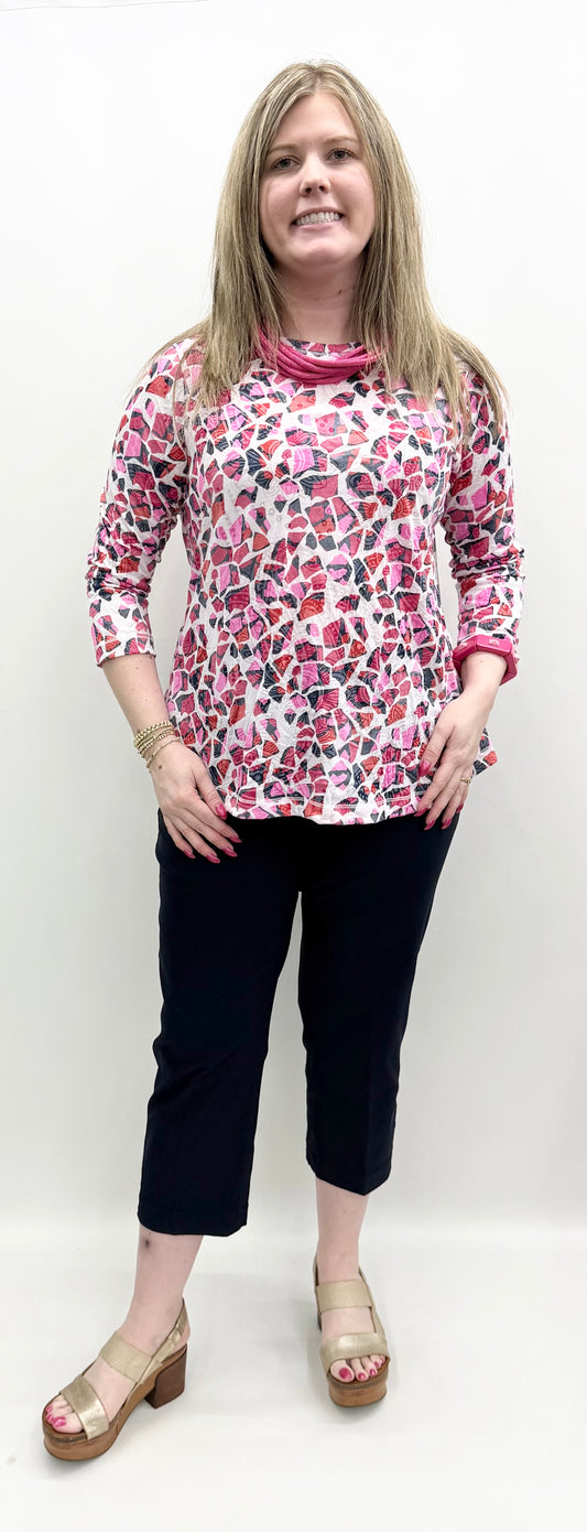 Multiples #M16610TM Crinkle Paisley Knit Top