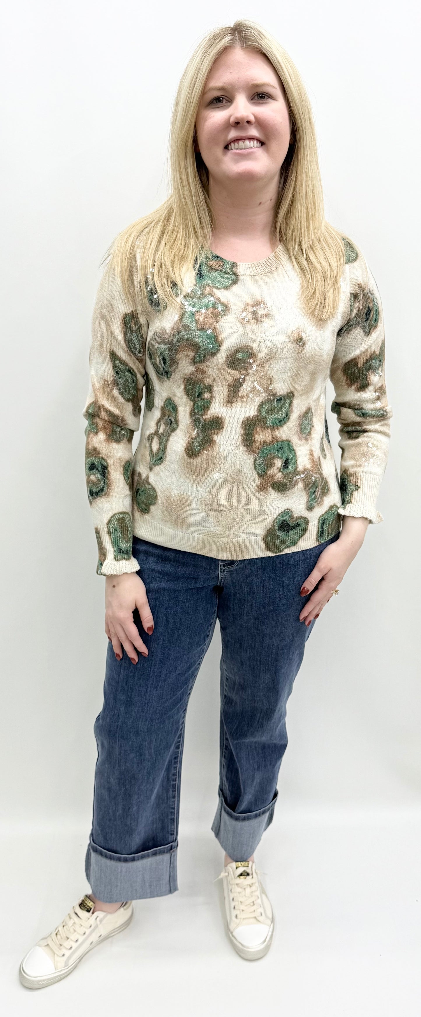 Nic & Zoe #F251171 Camo Shine Sweater