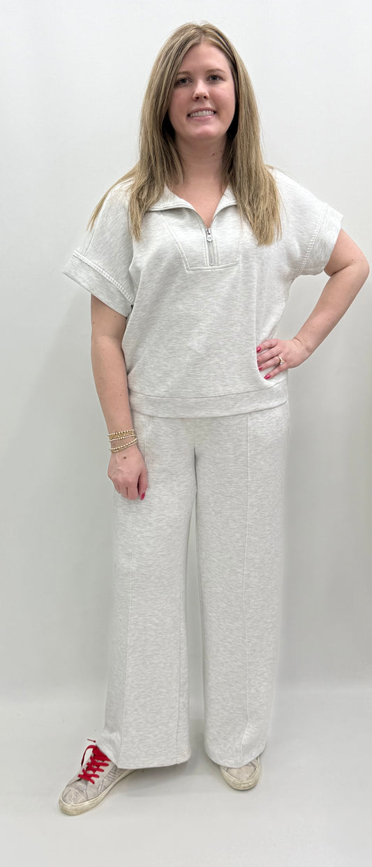 Charlie B. #C1445-479C Short Sleeve Half Zip Collar Top