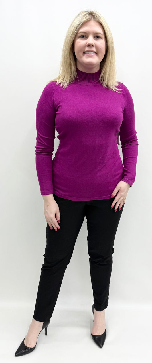 A'la Carte 3L08153KM Plum Mock Neck Sweater