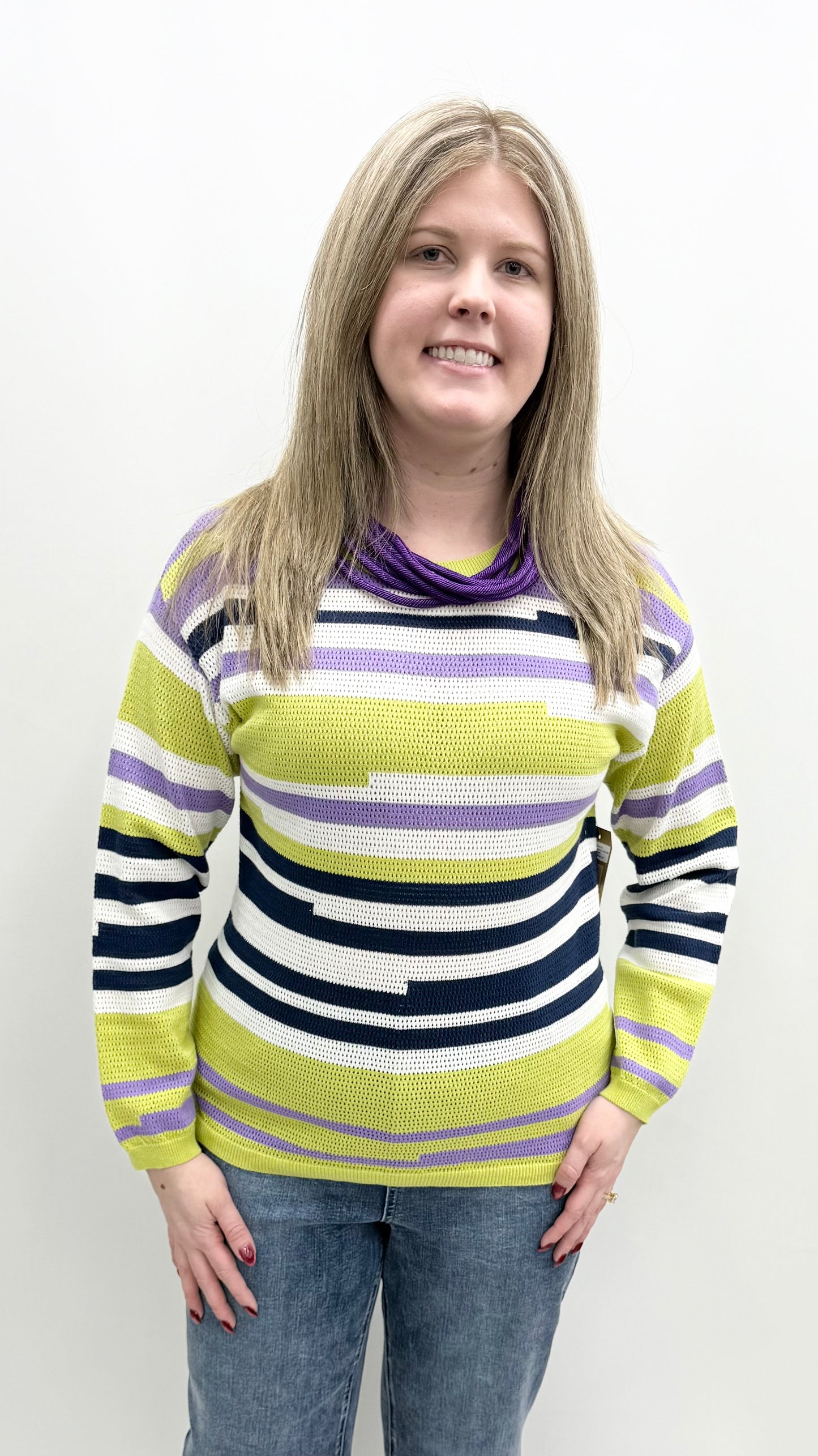 Tru-Luxe #T16216KM Multi Pointelle Sweater