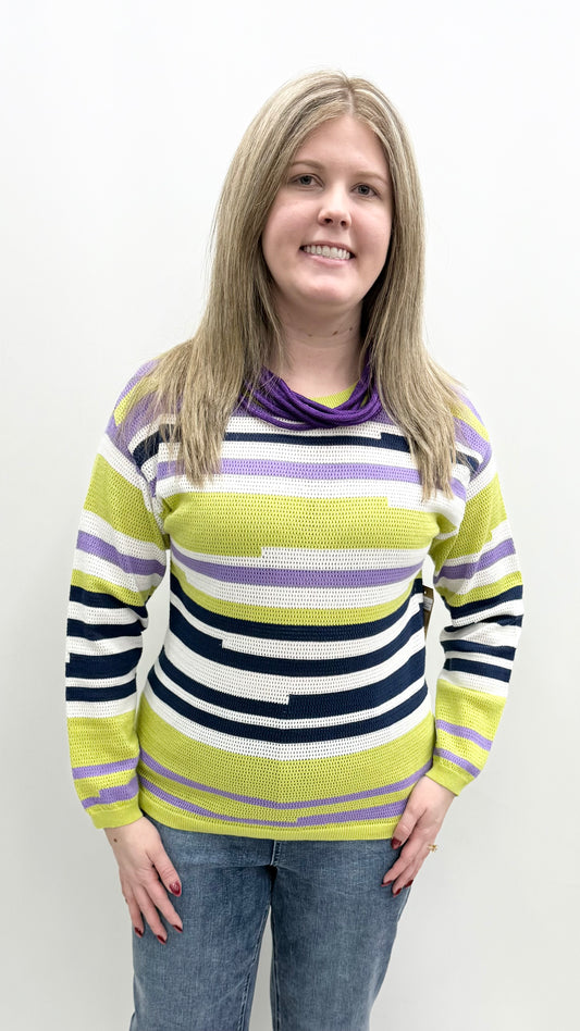 Tru-Luxe #T16216KM Multi Pointelle Sweater