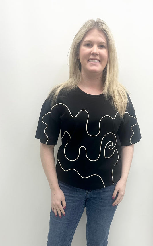 C1387PK/127C Black Crew Neck Tee
